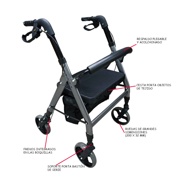 ANDADERA ROLLATOR BARIATRICA XTRAPESO MOD9201A - Imagen 2