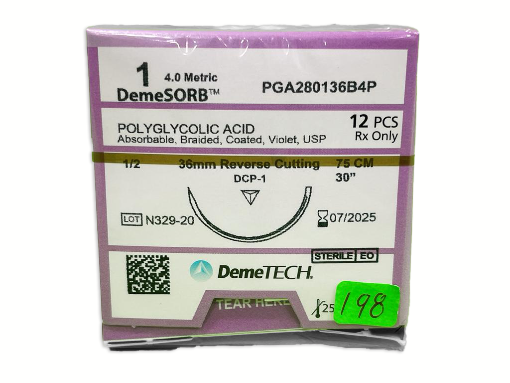SUTURA QUIRÚ APG 75CM 1 36 MM REV CORTANTE DEMETECH