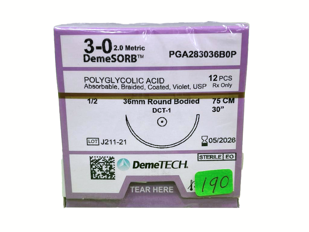 SUTURA APG 75CM 3-0 36MM 1/2 AHUSADA DEMETECH