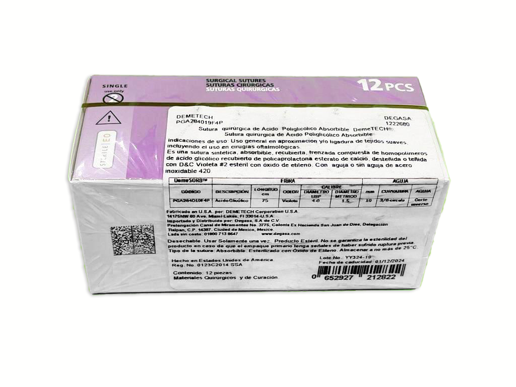 SUTURA APG 75CM 4-0 19MM REVERSO CORTANTE DEMETECH - Imagen 2