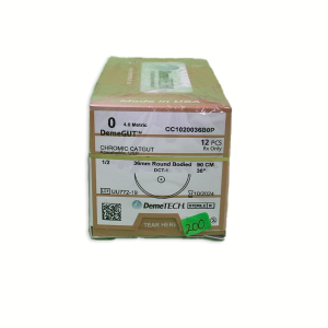 SUTU CATGUT CROMICO CAFE 90CM 0,36MM 1/2 AHUSADA