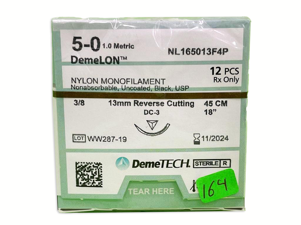SUTURA NYLON 45CM 5-0 13MM 3/8 REV CORTANTE DEMETECH