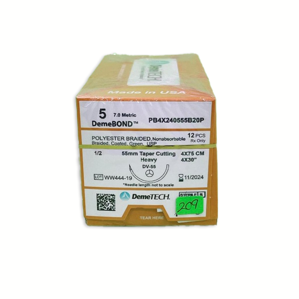SUTURA POLIESTER. VERDE 4X75CM 5, 55MM 1/2 TAPER CUTTING