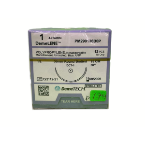 SUTURA POLIPROP 75CM 1 36MM 1/2 AHUSADA DEMETECH