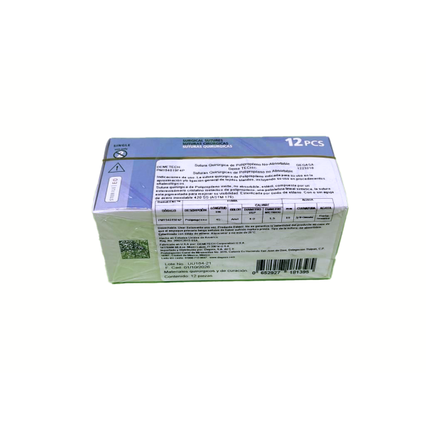 SUTURA POLIPROP 45CM 4-0 19MM 3/8 REVER CORTANTE DEMETCH - Imagen 2