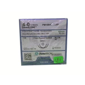 SUTURA POLIPROP 90CM 4-0 17MM 1/2 AHUSADA DEMETECH