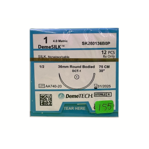 SUTURA SEDA 75CM 1 36MM 1/2 AHUSADA DEMETECH