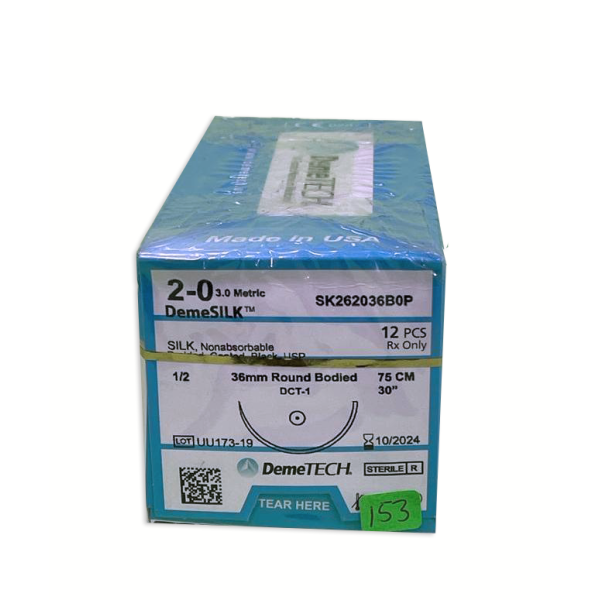 SUTURA SEDA 75CM 2-0 36MM 1/2 AHUSADA DEMETECH