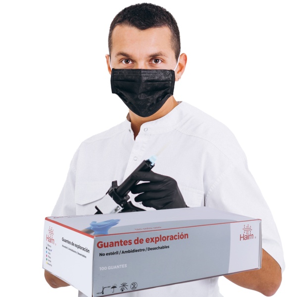 GUANTES VINILO NO ESTÉRIL MEDIANO NEGRO 100 PZ HAIM - Imagen 2